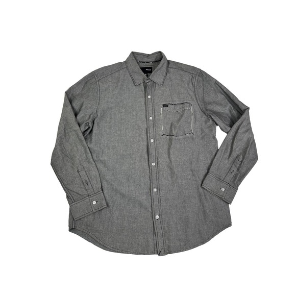 Hurley men's grey‎ button down casual distressed shirt sz XL - Picture 1 of 5